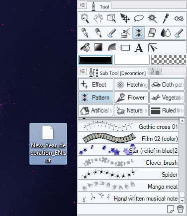 Brush displayed with CSP brush panel